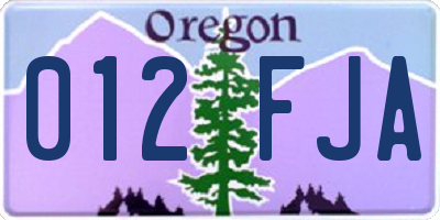 OR license plate 012FJA