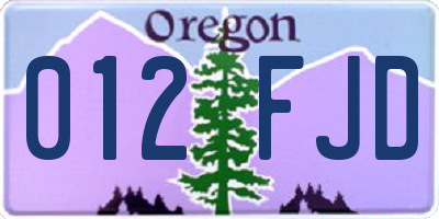 OR license plate 012FJD