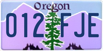OR license plate 012FJE