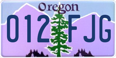 OR license plate 012FJG