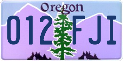 OR license plate 012FJI