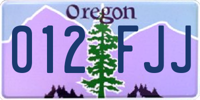 OR license plate 012FJJ