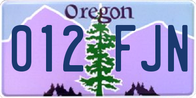 OR license plate 012FJN
