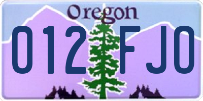 OR license plate 012FJO