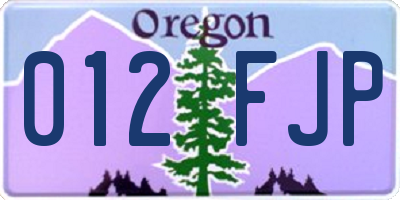 OR license plate 012FJP