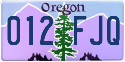 OR license plate 012FJQ