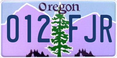 OR license plate 012FJR