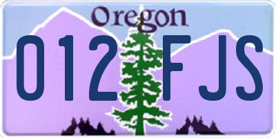 OR license plate 012FJS