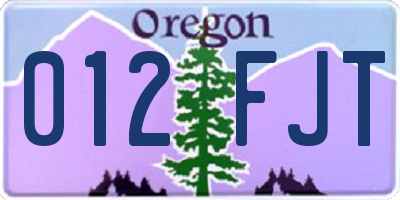 OR license plate 012FJT
