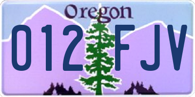 OR license plate 012FJV