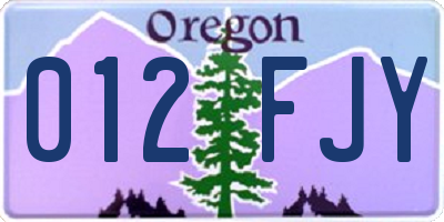 OR license plate 012FJY
