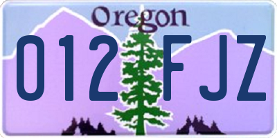 OR license plate 012FJZ