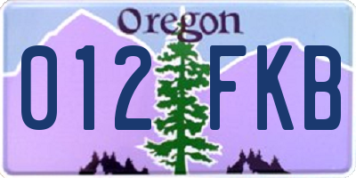 OR license plate 012FKB