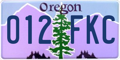 OR license plate 012FKC