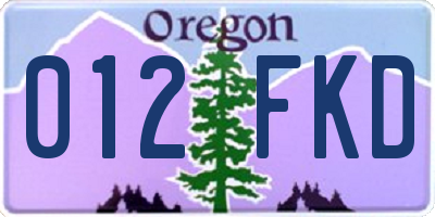 OR license plate 012FKD