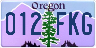 OR license plate 012FKG