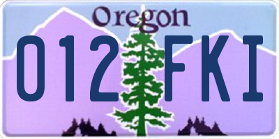 OR license plate 012FKI