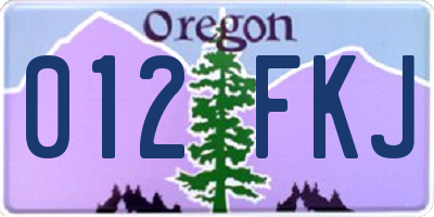 OR license plate 012FKJ