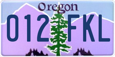 OR license plate 012FKL