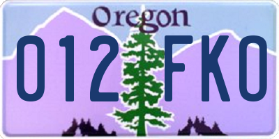 OR license plate 012FKO