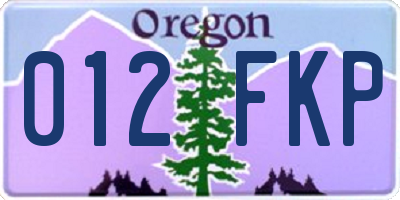 OR license plate 012FKP