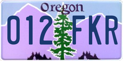 OR license plate 012FKR