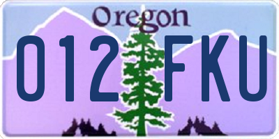 OR license plate 012FKU