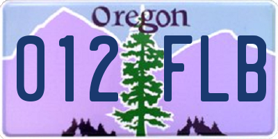OR license plate 012FLB