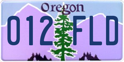 OR license plate 012FLD