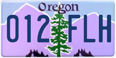OR license plate 012FLH