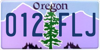 OR license plate 012FLJ