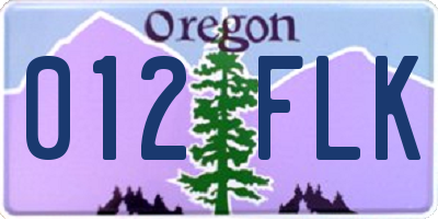 OR license plate 012FLK
