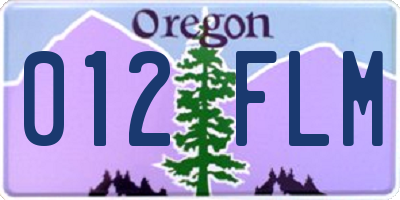 OR license plate 012FLM