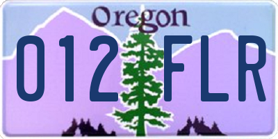 OR license plate 012FLR