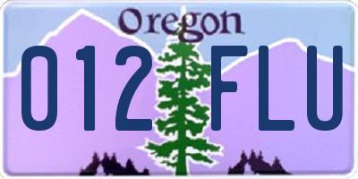 OR license plate 012FLU