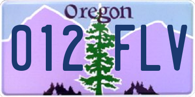 OR license plate 012FLV