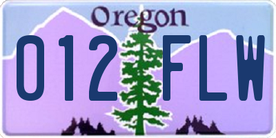 OR license plate 012FLW