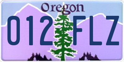 OR license plate 012FLZ