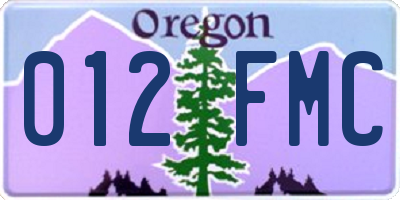 OR license plate 012FMC