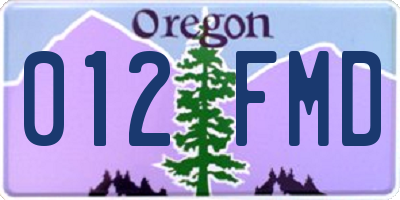 OR license plate 012FMD