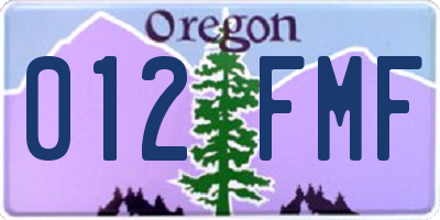 OR license plate 012FMF