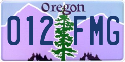 OR license plate 012FMG