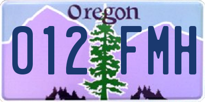 OR license plate 012FMH