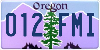 OR license plate 012FMI