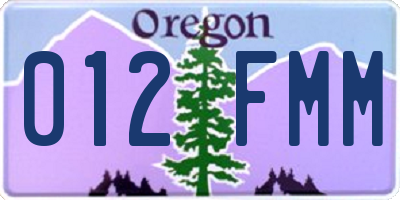 OR license plate 012FMM