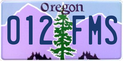 OR license plate 012FMS