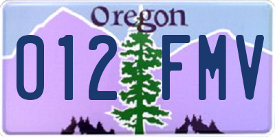 OR license plate 012FMV