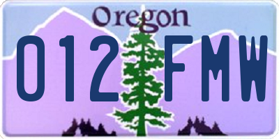 OR license plate 012FMW