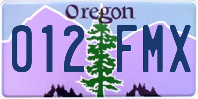 OR license plate 012FMX