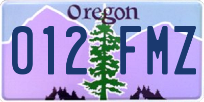 OR license plate 012FMZ
